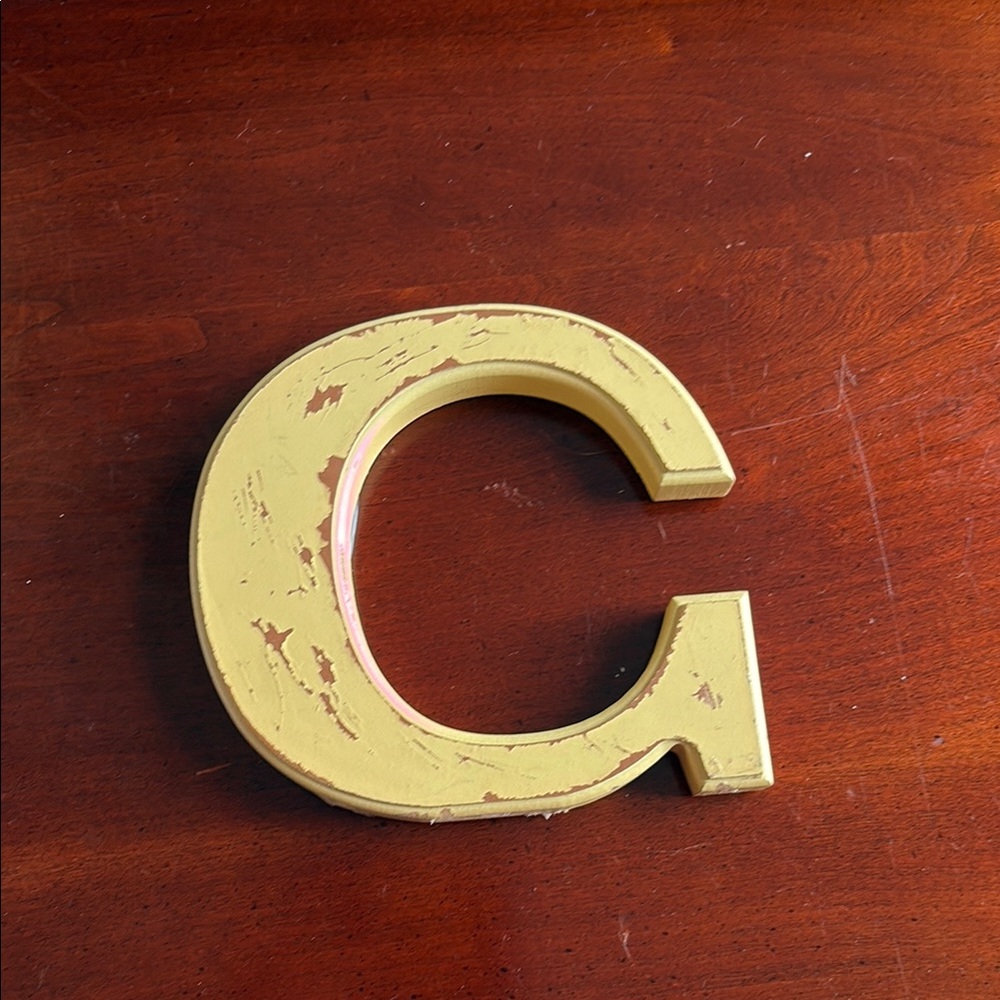 Rustic Yellow Letter C Decor